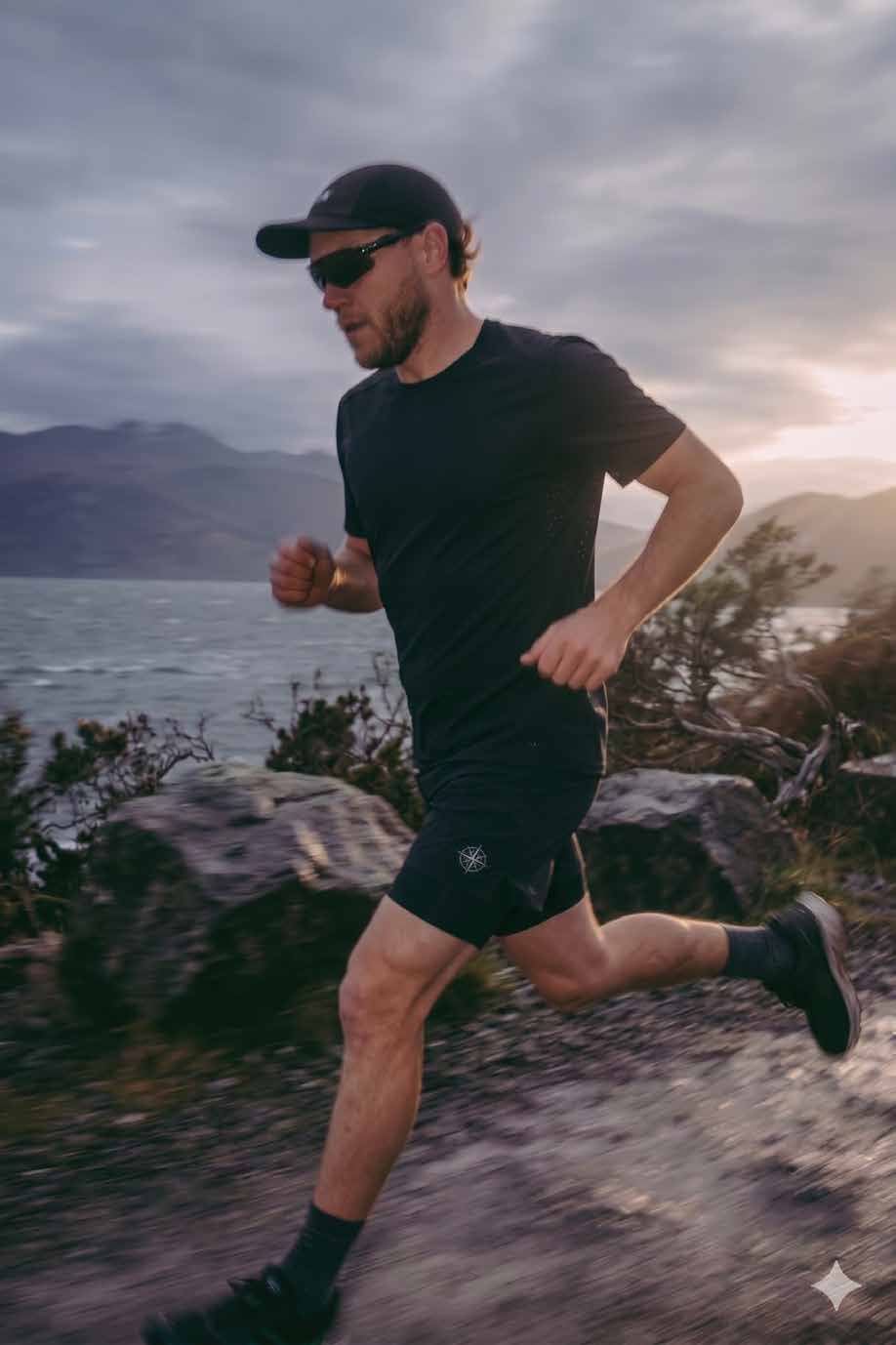 Persona corriendo en trail sobre rocas
